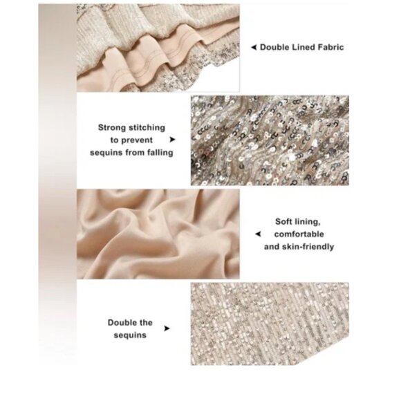 Sequin Tops Sparkly Glitter Blouse Sequined Short Sleeve Shirt Size L NWT - Picture 14 of 15